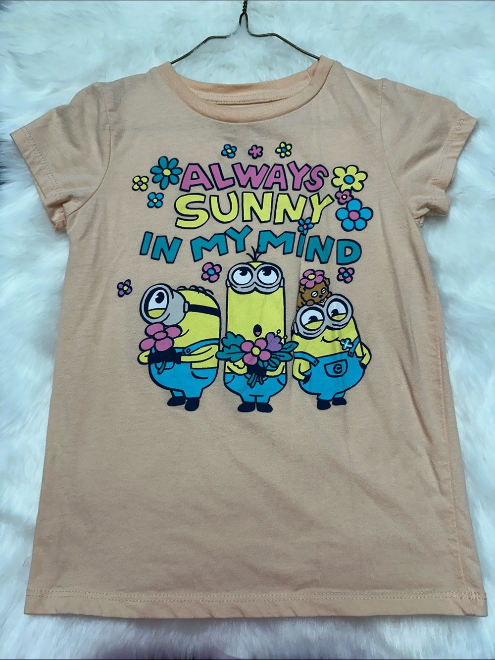 Peach Always Sunny Minions Graphic Tee - Kids size small